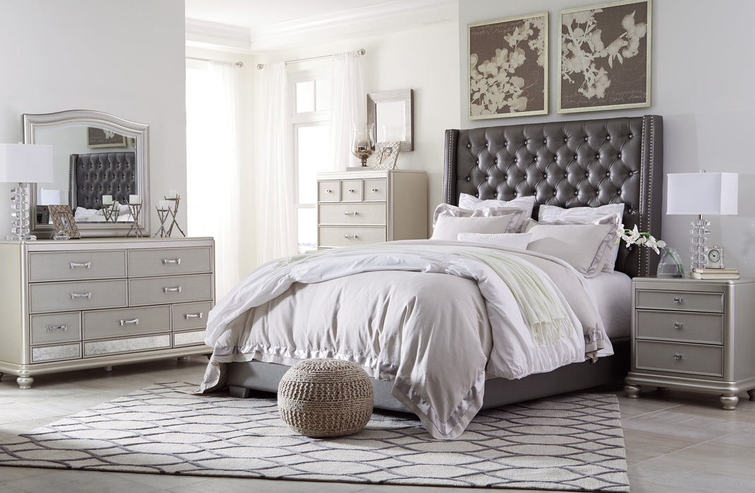 Coralayne Gray Upholstered Panel Bedroom Set