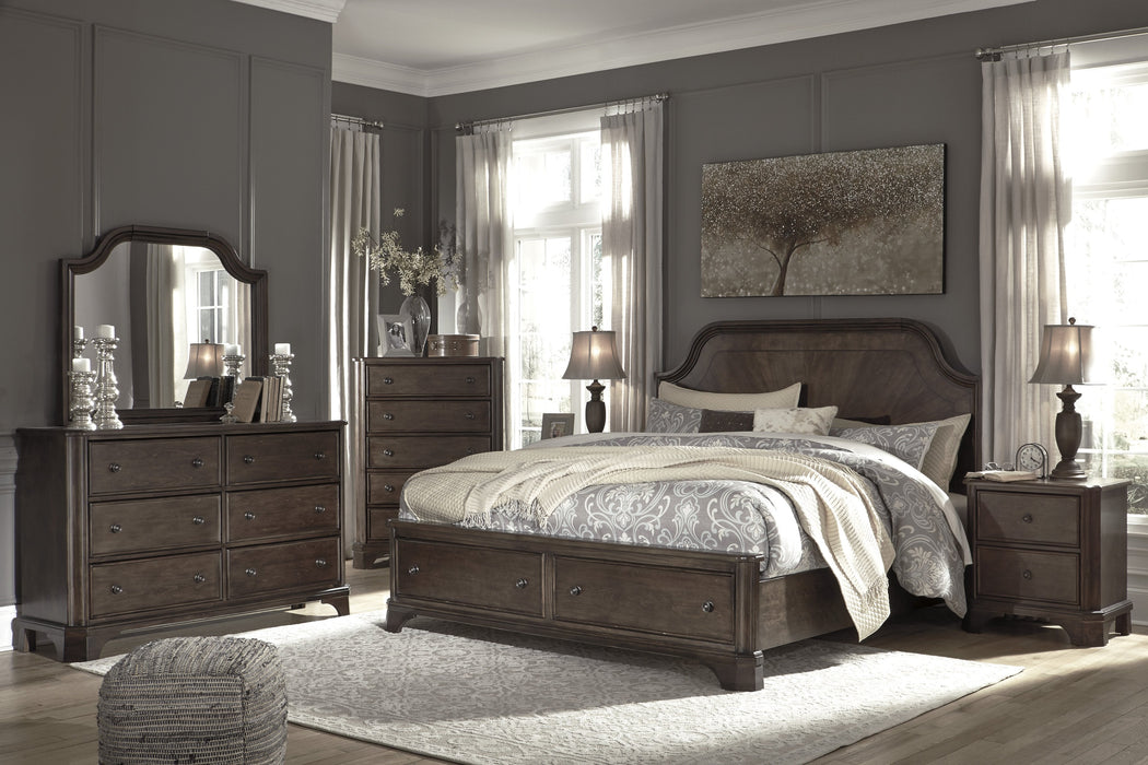 Adinton Brown Footboard Storage Platform Bedroom Set